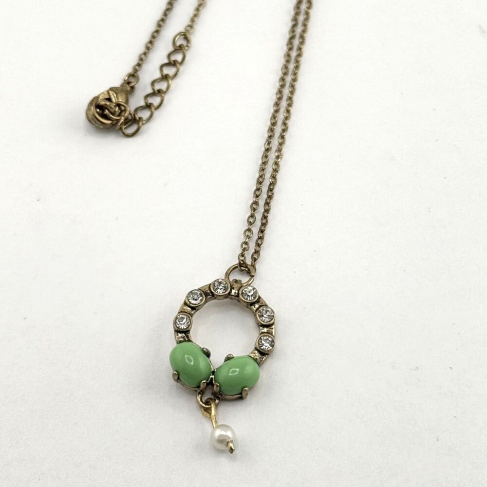 Vintage estate rhinestone gold filled charm necklace